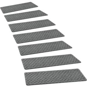 PURE ERA Carpet Stair Treads Tape Free Non Slip Indoor Stair Carpet Stair Protectors Pet-Friendly Non-Slip Skid Resistant Washable Reusable 8" x 30"(2 Pieces,Gray Mini-Diamond Trellis)
