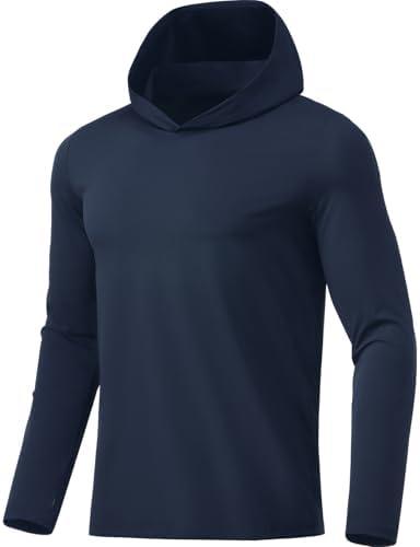 BANTREK Men Athletic Hoodies Long Sleeve Fishing Shirts UPF 50+ Sun Protection Dry Fit Wicking Hooded Running Shirts XXXL