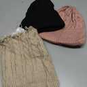 3 Pieces Kids Satin Lined Knit Beanies Winter Hat Child Warm Ski Skull Caps for Girls Boys Baby Toddlers 3-12 Years (Black, Pink, Khaki)