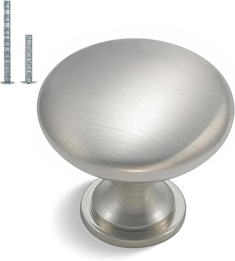 homdiy 30 Pack Cabinet Knobs Brushed Nickel Drawer Knobs - Solid Zinc Alloy Kitchen Pulls HD6050SNB Cabinet Hardware for Dresser Drawers