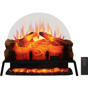 PuraFlame 24" Free Standing Electric Fireplace Log Set Insert, 750W/1500W Heater, 6 Flame Colors with 5 Brightness, Crackling Sound, Remote Control