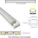 THMOOTHER LED Strip U Channel Diffuser 6-Pack 1FT,17X7.5MM Surface Mounted Aluminum Track with UV Resistance Milky Cover Cabinet Flush Installed Low Profile with Double Sided Tape