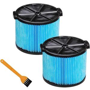VideoPUP 2PCS VF3500 Replacement Vacuum Cleaner 3-Layer Wet Dry Vacuum Filters Vacuum Cartridge Filter Compatible with 3-4.5 Gallon HEPA Media Filter with 1PC Brush (2pcs)