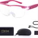 OKH 200% Magnifying Glass with Light, Rechargeable Lighted Magnifying Glass, Jewelry Magnifier with 2 LED Lights, Pink Magnifying Glasses for Close Work Reading Crafts Jewelry