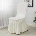 Dimatic Dining Room Chair Covers Set of 4, Stretch Parsons Slipcovers with Skirt Super Fit Spandex Chair Seat Protector Cover for Dining Room, Hotel, Ceremony (Ivory)