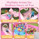MUKDIY Inflatable Bounce House with Pool & Slide, 12x6.2ft Water Park Jumping Castle for Kids,Heavy-Duty 840D Oxford Fabric, Ages 3-8, Includes 350W Blower, 8 Stakes, (Up to 3 Kids), Light Pink
