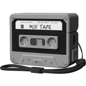 AirPods Pro 2 Case Cover, KOREDA Funny Cassette Tape Design Case for Airpods Pro 2nd Generation/1st Generation (2023/2022/2019), Cute Cartoon Fashion Silicone Protective Case for Women Men (Black)