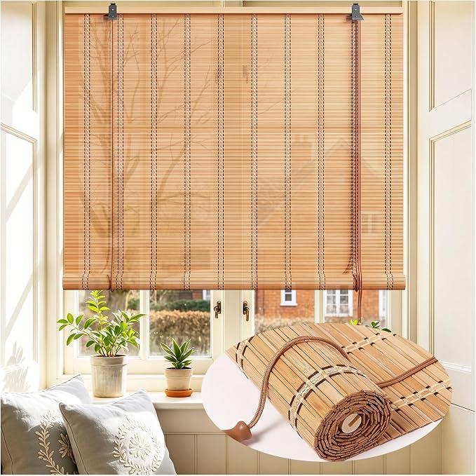 Bamboo Blinds 36x72 inch Bamboo Roman Shades for Indoor Windows Outdoor Patio,Light Filtering Sunshade Roll Up Window Shades,Easy to Install