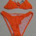 swimall Women's Triangle Bikini Set Cheeky High Cut Sexy Two Piece Swimsuit Cute Halter Bathing Suit (Medium, Orange)