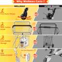 Wellmax Foldable Shopping Cart with Wheels, Folding Metal Grocery Cart with Extra Basket, Swivel Front Wheels, Lightweight & Collapsible Utility Cart for Groceries, Laundry, Seniors, Silver Color
