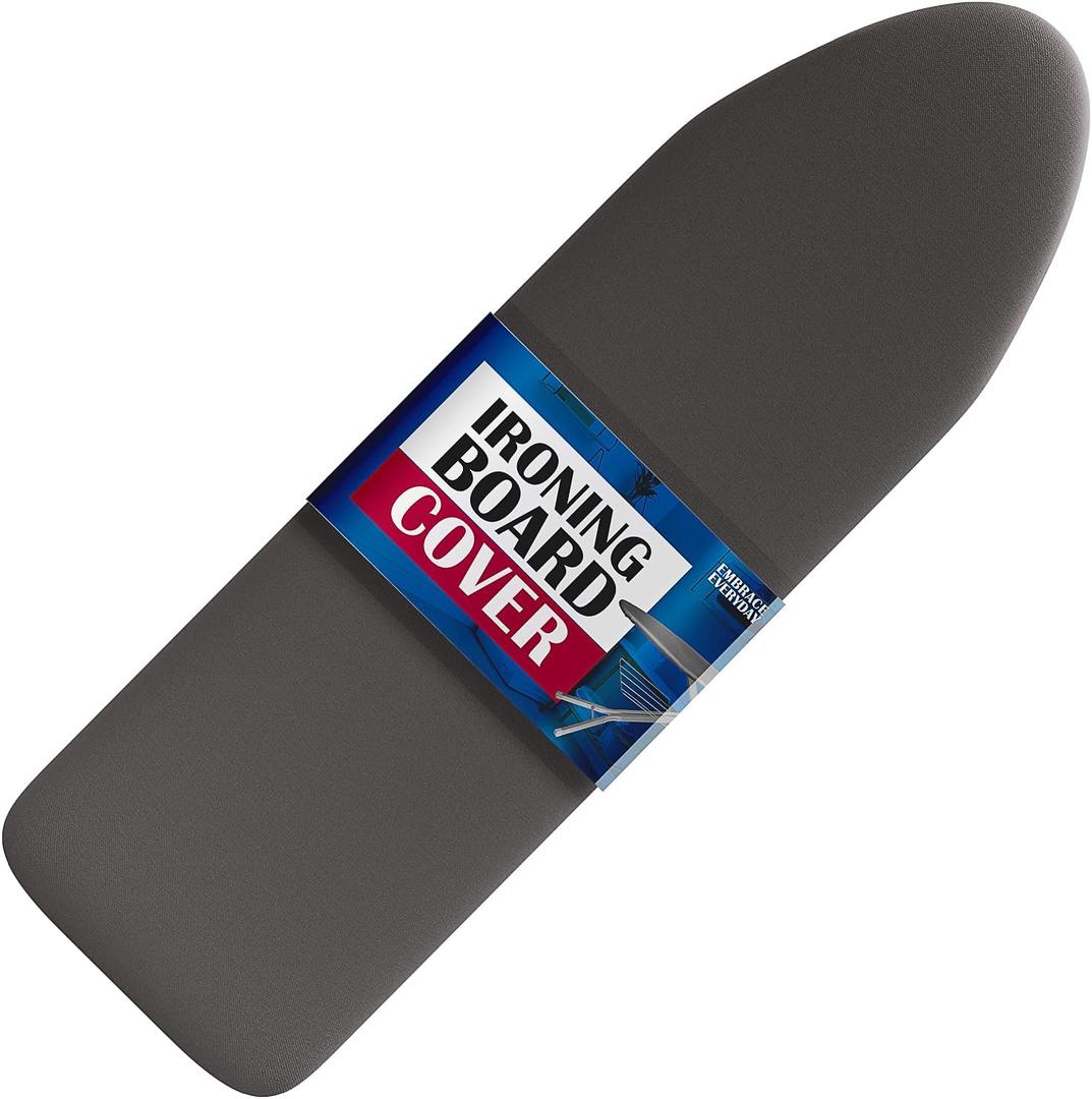 Hearth & Harbor Ironing Board Cover and Pad 15x54 Full Size, Thick Heavy Duty Scorch Resistant Padding Elastic Edge Hook & Loop Fastener, Iron Board Cover with Padding, Grey