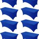 8-Pack Premium Royal Blue Spandex Tablecloths for 6ft Rectangle Tables, Stain & Wrinkle-Resistant, Washable Stretch Polyester Fitted Table Cover for Weddings, Banquets, Trade Shows Events