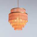 vivihobb 5-Tiered Boho Chandelier with Metal and Fringe, 3 Lights Fringe Pendant Light Fixture, Tassle Chandelier for entryway, Dining Room, Baby Nursery