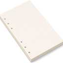 A6 Blank Refill Paper, 6 Holes Pouched Loose Leaf Paper for A6 Personal Binder Planner, 80 Sheets/160 Blank Pages, 4.1 x 6.6 inches, Beige (1)