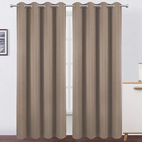 LEMOMO Blackout Curtains 66 x 95 inch/Cappuccino Curtains Set of 2 Panels/Thermal Insulated Room Darkening Bedroom Curtains