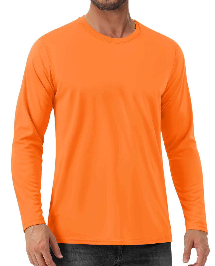 EKLENTSON Mens Athletic Shirts Lightweight Sun Protection UPF 80+ Dry Fit T-Shirts Swim Rash Guard Shirt Orange XL