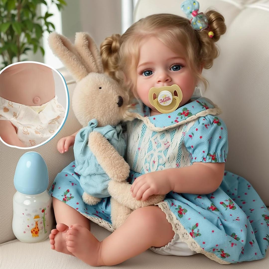 BABESIDE Lifelike Reborn Baby Dolls - 18 Inch Realistic-Newborn Baby Dolls Vinyl Full Body Blond Girl Handmade Real Life Baby Dolls with Clothes for Kids Age 3+