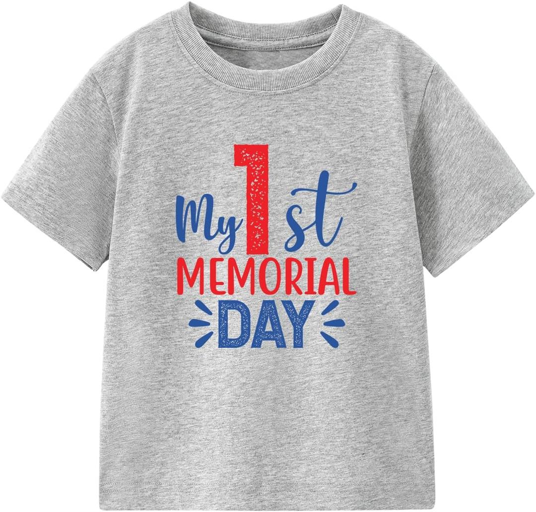 My 1st Memorial Day Baby Bodysuit 4th of July T-Shirt Boy Girl Funny Patriotic Outfit Infant Clothes 0-2T (Gray)