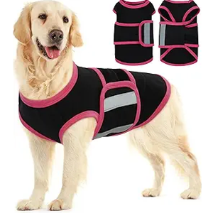 Allroaring Dog Anxiety Vest, Soft Dog Calming Shirt, Reflective AntiAnxiety Vest Breathable Pet Anxiety Jacket Wrap for Fireworks, Thunderstorms, Separation, Travle, Vet Visits, Black XS