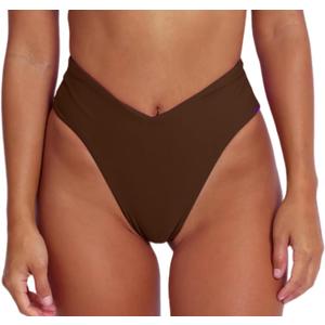 geluboao Women's Bikini Bottom Sexy V Cut High Cut Swimsuit High Waisted Bathing Suit Bottoms (Medium, Brown)