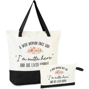 Aileam Retirement Gifts for Women 2Pcs Retirement Tote Bag Gifts Funny Retired Gift for Coworker, Friend, Family-Retired