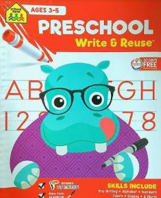 School Zone Preschool Write & Reuse Spiral Workbook: 52 Wipe-Clean Pages, Pre-K, Write-On Learning, Write and Wipe, Writing, Early Math, Numbers, ... Ages 3-5 (School Zone Write & Reuse Workbook)