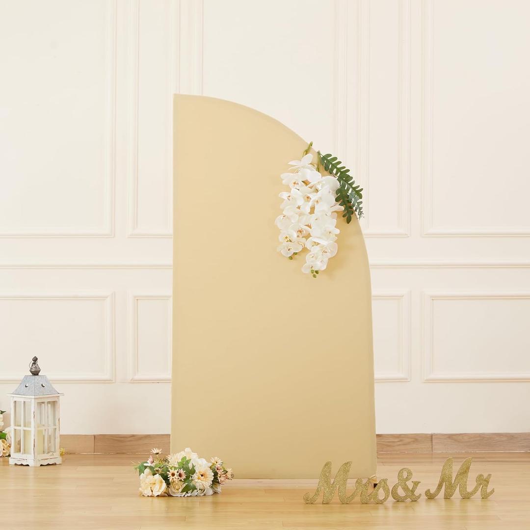 Champagne Half Moon Arch Covers Wedding Arch Backdrop Cover for Weddings Birthday Parties Baby Showers Events 6ft Champagne Half Arch Fabric Cover Set
