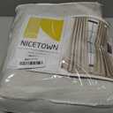 NICETOWN Faux Linen Thermal 100% Blackout Curtains for Living Room 96 inches Long, Rod Pocket/Back Tab/Hook Belt Room Darkening Noise Canceling Window Drapes for Bedroom, Natural, W50 x L96, 1 Panel