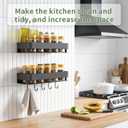 Spice Rack Wall Mount, 2-Pack Carbon Steel Shelf with Hooks | Suitable for spices, oil bottles, seasoning jars and small toiletries on smooth kitchen, pantry or bathroom walls