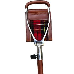 HN Shooting Seat Stick with Brown Leather Folding Chairs | Lightweight Durable Walking Stick | Hunting Equipment Adjustable Walking Sticks | Royal Stewart Tartan Insert | Polo Fishing Golf Seat Stick, 95 cm
