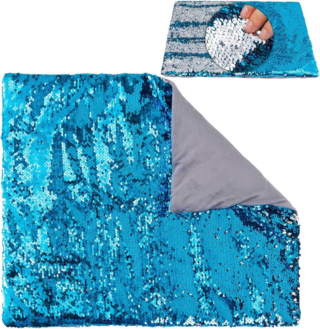 Weighted Lap Pad  5lbs Sensory Lap pad with Easy to Maneuver Sequins  Ideal for Kids Sensory Play (Blue and Silver) (18*22 Inch 5 Pound)