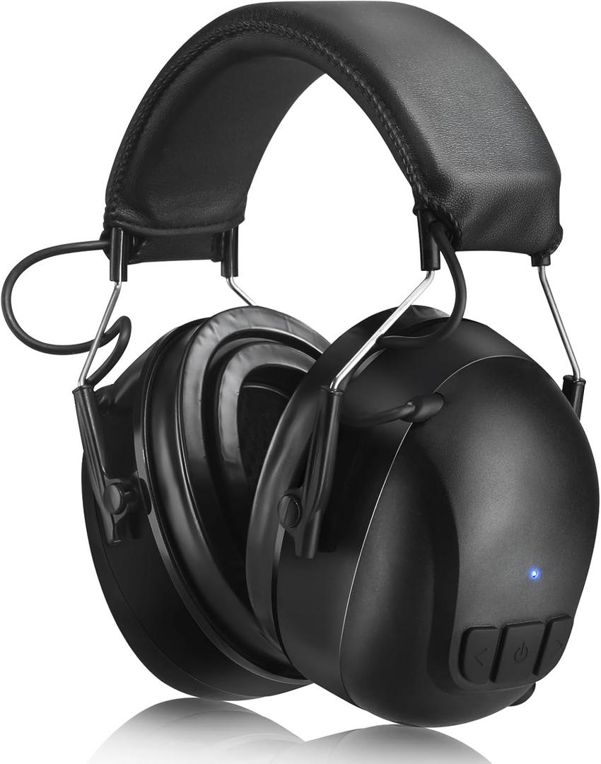 Gel Ear Pads Bluetooth 5.4 Hearing Protection Headphones, 30dB Noise Cancelling Headphones, 1200mAh Rechargeable Safety Earmuffs Bluetooth Ear Protection for Mowing