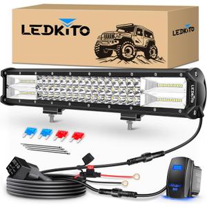 20 Inch LED Light Bar 280W 36000LM LED Off Road Driving Lights Spot Flood Combo with Rocker Switch 20AWG Wiring Harness Kit Work Fog Lamps for ATV UTV SUV Trucks Pickup Tractor Golf 4x4 Boat