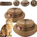 2 x 2-Pack Magic Organ Cat Toy | Kitty Curls Cat Toy | Reversible Cat Scratcher Pad with Bell Balls, Corrugated Cardboard Scratching Board for Indoor Cats, Furniture Protection