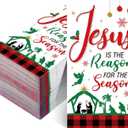 Pasimy 100 Pcs Christmas Nativity Paper Napkin Disposable Jesus Is the Reason for the Season Paper Guest Napkins Xmas Religious Hand Towel for Christmas Party Nativity Scene Decoration (Dark Red,Long) (Rectangular)