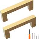 Cabinet Pulls Gold Cabinet Handles Square Drawer Pulls, 10 Pack 3 Inch Stainless Steel Kitchen Door Cupboard Cabinet Handles, Drawer Hardware Handles, 76mm Hole Centers