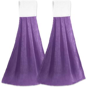 Hanging Tie Towels Set of 2, Absorbent Hand Towels Tea Bar Dish Dry Towels for Kitchen Bathroom Home Decor, 14 x18.2 inch