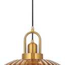 11.8in Mid Century Modern Amber Glass Pendant Light Fixture, Large Gold Kitchen Island Pendants Light Glass Ceiling Hanging Lamp for Foyer Dining Room Bedroom Entryway Hallway Over Sink