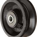VIR-0415-08 4" Diameter X 1-1/2" Width Cast Iron V-Groove Wheel with Straight Roller Bearing, 700 lbs Capacity , Black