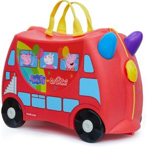Trunki x Peppa Pig Ride-On Suitcase - Carry-on Approved Luggage, 18L Travel Bag, Kids Suitcases on Wheels for Girls and Boys, Lightweight Cabin Hand Luggage with Tow Strap