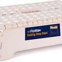 Flottian 5" Folding Step Stool for Adults and Kids 15-Inch Extra Wide Stool Holds Up to 300 lbs, Non-Slip Folding Stools with Handle, Compact Plastic Foldable Step Stool for Bathroom, Kitchen, ect Khaki