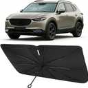 Proadsy Windshield Sun Shade Umbrella for Mazda CX-30 2020-2025 2026 Foldable Car Umbrella Sunshade with Soft TPU Handle Spring Structure Crystal Cooling Material Protect Car from Rays & Heat