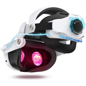 15000mAh Battery Head Strap Compatible with Meta Quest 3S/Quest 3, 18W Fast Charging, Enhance Immersion and Comfort, Extend Playtime Reduce Facial Stress, Elite Strap Replacement