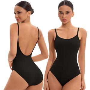 Ballet Camisole Leotard Women Gymnastics Dance Bodysuit Undergarment Nude Black Tank Undergarment (Small, Black)