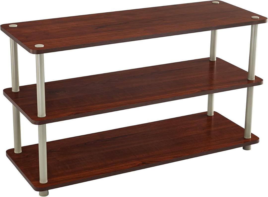 ClosetMaid 3-Tier Shelf Organizer Unit for Shoes, Accessories, Hats, Purses, Bags, in Entryway or Closet, Wood Shelves with Metal Frame, Cherry