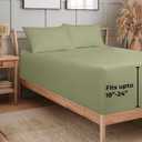 Royale Linens Extra Deep Pocket Full Fitted Sheet Only - Full Size Deep Pocket Sage Green Fitted Sheet - Fits 18 to 24 inch Thick Mattress - Soft & Breathable Elastic Sheets (54x75 Inches, Sage Green)