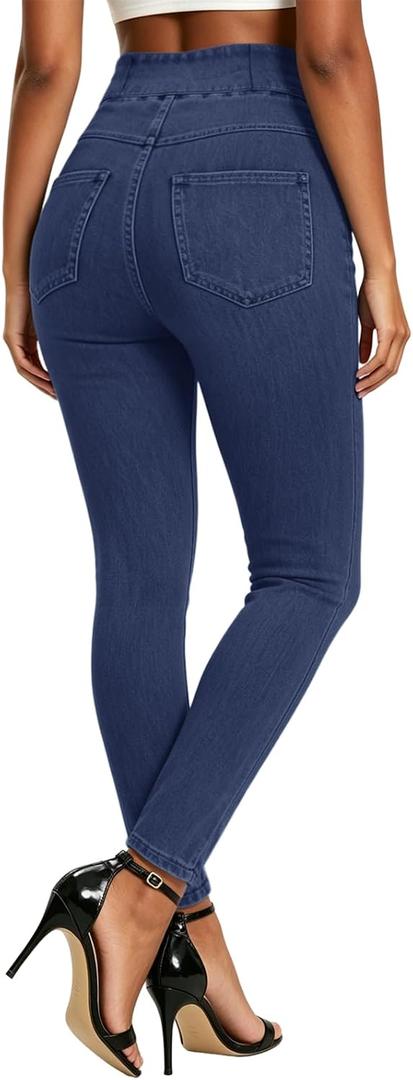 MONCCIZA Stretchy Jeans for Women High Waisted Skinny Jeggings Pull On Tummy Control Pants with Pockets (XXL)