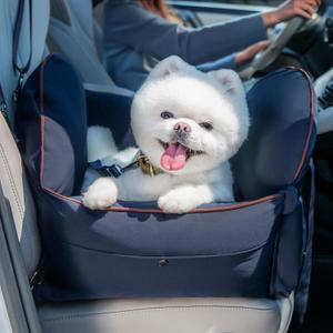 BurgeonNest Luxurious Dog Car Seat for Small Dogs up to 20lbs  2-in-1 Puppy cat Cozy Booster Carseat with Storage Pockets, Waterproof Outdoor Travel Pet Carrier Bed