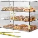 3 Tiers Clear Acrylic Counter Top Bakery Display Case 5mm high Impact PETG Panels Bread Case 19.5"X15"X10.2" Party Cake Cabinet