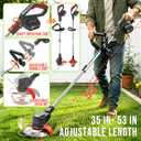 Electric Weed Wacker Cordless, 21V Stringless Weed Trimmer Eater with 2X 2.0Ah Battery Powered & Charger, Metal Blade Weed Whacker, Lightweight 3 in 1 Grass Trimmer Lawn Edger Brush Cutter for Garden